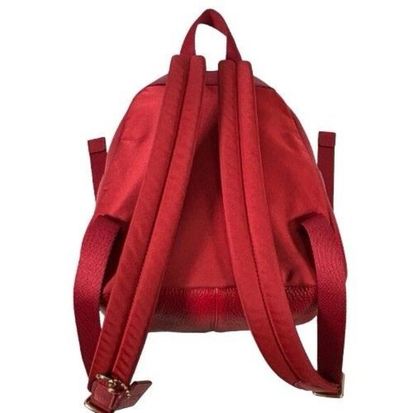 COACH Mini Charlie Backpack Red Pebbled Leather Shoulder Bag F38263 MRP $295 main image 5